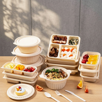 Boîte à lunch bento jetable biodégradable en amidon de maïs, compartimentée, de qualité alimentaire, pour plats à emporter, forme ronde, épaisseur 1 mm