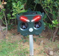 Répulsif Solaire Ultrasonique en Forme de Hibou avec Détecteur de Mouvement et Lumière Flash pour l'Éloignement des Oiseaux et des Sangliers dans les Vergers, Fermes et Jardins