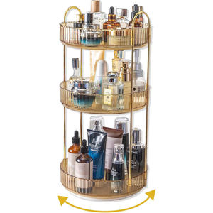 Organisateur de maquillage de beauté cosmétique Boîte de rangement pour cosmétiques Support de rangement rotatif Organisateur de coiffeuse transparent - Product Image 1