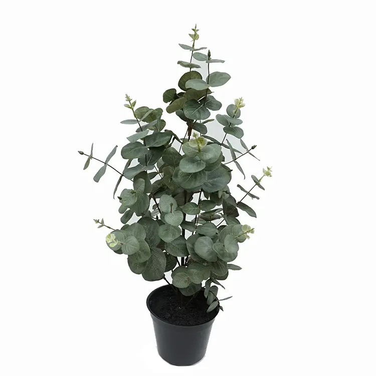 Hot sale indoor outdoor artificial green plants artificial 65Cm eucalyptus tree in plastic pot