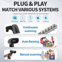 Xincode Handheld Wired 1D 2D Qr Lector de código de barras USB Escáner de código de barras 640x480 Sensor CMOS global para recibo Inventario de efectivo