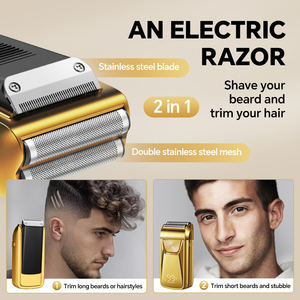 Professional Men's Rechargeable Foil <strong>Hair</strong> Removal <strong>Skinhead</strong> Machine Two Reciprocating Blades Shaver USB Household Smart High-powe - Product Image 3