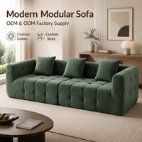 Canapé sectionnel en tissu tufté sans structure, design convertible, tailles et couleurs personnalisables, pour hôtels et villas, fourniture d'usine OEM/ODM