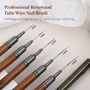 Pinceau liner pour nail art à manche en bois personnalisé, poils fins en nylon pour la peinture au gel et les lignes de précision - Product Image 2
