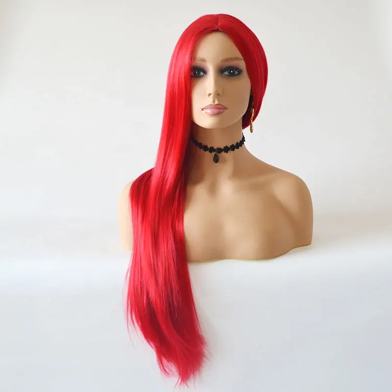 Parrucca sintetica senza frangia lunga parrucca donna naturale diritta per le donne evidenziare parrucche rosse per l'uso quotidiano del partito Cosplay