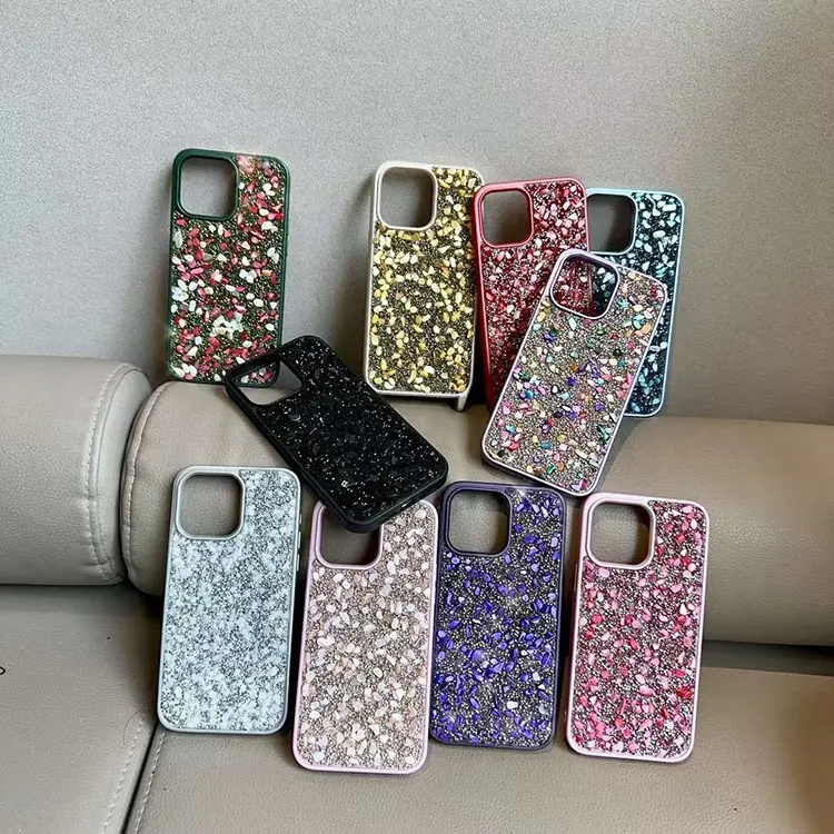 Nuevo estilo, carcasa de teléfono avanzada colorida 3D con piedras preciosas, agua, diamante, funda trasera de lujo, funda protectora de teléfono para Iphone 15 14