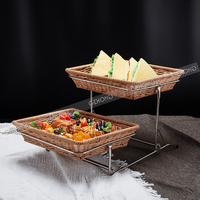 Support à dessert amovible en acier inoxydable avec assiettes en céramique, étagère à plusieurs niveaux, présentoir à gâteaux et fruits, design moderne, hôtel, restaurant