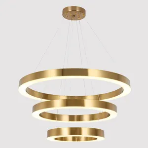 Groothandel Fabriek Prijs Modern Design Ronde 3 Ring Led Iron Acryl Plafond Hanglamp