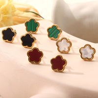 Moda cinco hojas flor plateada 18K oro doble cara OL trébol pulsera collar pendiente conjuntos de joyería para mujer