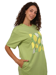 Túnica de verano al por mayor del fabricante para mujer, vestido verde de manga larga, silueta suelta, bolsillos estampados, estilo informal, natural - Product Image 3