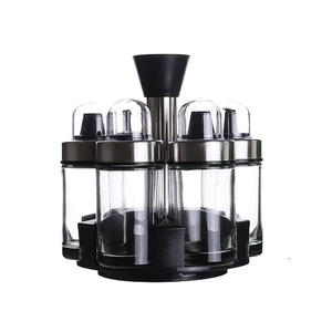 Erogatore <span class=keywords><strong>di</strong></span> olio d'oliva da cucina agitatori <span class=keywords><strong>di</strong></span> pepe sale bottiglia <span class=keywords><strong>di</strong></span> ampolla 6 Set <span class=keywords><strong>di</strong></span> <span class=keywords><strong>vetro</strong></span> condimenti supporto rotante - Product Image 3