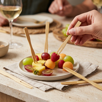 90mm 100mm 110mm Bamboe hapjesvorkjes, wegwerp voedselprikkers voor fruit, kaas, desserts en cocktailgarnituur