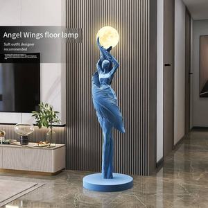 Statue de fille minimaliste moderne art abstrait décoration de sol grand salon décoration atmosphère lumière - Product Image 3