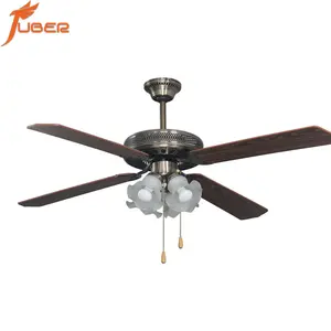 Juber Hot selling 52 inch decorative ceiling fan with led light vintage ceiling fans 4 blades and 4 lamps fan