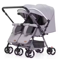 JXB Poussette de bébé double réversible en lin de haute qualité, facile à plier et à régler pour deux enfants