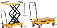 Chariot élévateur hydraulique à double ciseaux à quatre roues en acier, plateforme manuelle, équipement industriel portable OEM