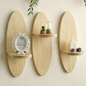 Décoration murale pour la maison étagère flottante en bois rustique ovale étagère murale présentoir étagères pour salon chambre - Product Image 1