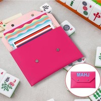 Sac de rangement portable en cuir synthétique vert clair imperméable pour Mahjong, étui porte-cartes magnétique, accessoire de jeu de table