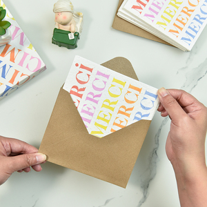 Cartes de remerciement et enveloppes en papier semence biodégradable à 100 %, personnalisables avec logo et taille OEM, vente en gros - Impression sérigraphique - Product Image 1