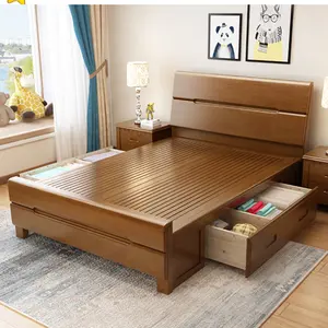 Nordic solid wood bed 1.2m children 1m/1.2m small and medium-sized apartment 1.5*1.9m double storage bed can be customized