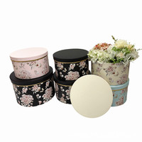 Ensemble de 3 boîtes à chapeaux rondes de style européen vintage à fleurs, boîtes cadeaux de luxe pour mariage et Saint-Valentin
