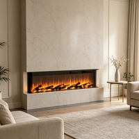 Cheminée électrique murale de 60 pouces avec flamme LED, télécommande, chaleur réglable pour salon, villa, hôtel, hall, complexe hôtelier