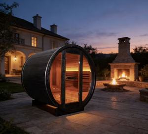 Sauna en bois massif résistant aux taches, sauna extérieur, spa extérieur pour 6 personnes, sauna de qualité supérieure avec poêle électrique interne - Product Image 1