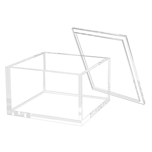 Custom Acrylic box clear acrylic display case 5side box with lid/sliding lid or base plexiglass acrylic box cube for food rose