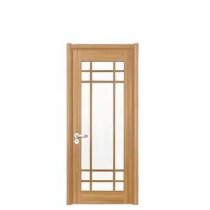 Puerta Interior de Madera Maciza con Vidrio Esmerilado Impermeable, Puerta Batiente Manual de Estilo Japonés Moderno para Baño y Cocina - Product Image 1