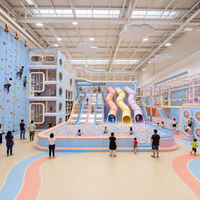 Équipement de terrain de jeu intérieur sur le thème des macarons, couleurs pastel, jeux d'escalade pour enfants, mur d'escalade, toboggan en acier inoxydable, fosse à balles, usage commercial