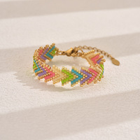 Bracelet Bohème Tressé et Perlé, Style Mexicain, Plage, Flèche Colorée, Délicat, Fait Main, Perles de Verre, Bijoux pour Femmes, Pulsera