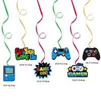 Bannière d'anniversaire pour manette de jeu, décoration de fête Joyeux Anniversaire, thème Jeu, papier spirale bleu