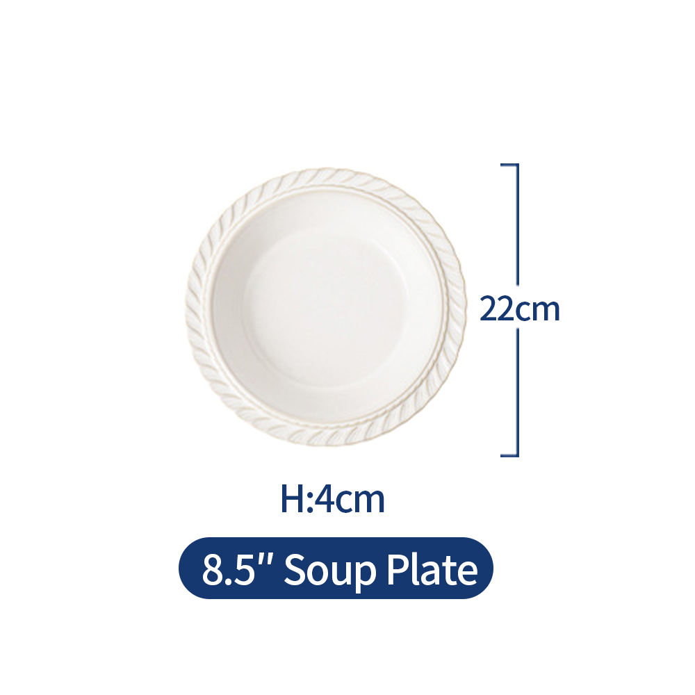 white 8.5 inch french chanson soup plate