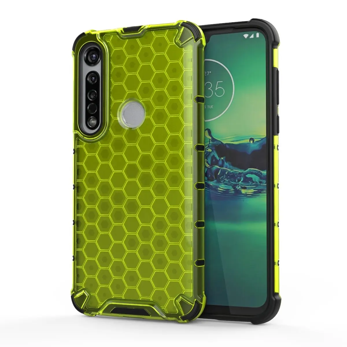 Mobile Accessories Honeycomb Shockproof 2in1 PC Phone Case Back Cover with TPU Frame for Motorola Moto G8 Plus E5 Play Go G6 E6