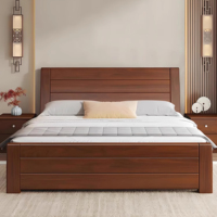 Lit en bois massif Lit Queen de 1.8m Lit double de 1.5m Mobilier moderne et simple économique Rangement pour la chambre principale