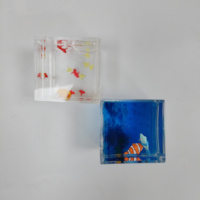 Presse-papiers carré délicat en plastique à effet vague liquide, imprimé UV, couleur liquide personnalisée, exquis, tendance, brillant, pailleté, cadeau décoratif