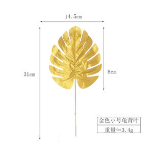 O235 Vente chaude Décoration de mariage Feuilles tropicales artificielles dorées Tortue Palmier Monstre Feuille d'or Plante artificielle Monstera <span class=keywords><strong>Deliciosa</strong></span> - Product Image 4