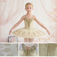AL-T2090 Gold Pancake Ballet Tutu Profesional Bordir Berkualitas Tinggi Langsung dari Pabrik untuk Kompetisi YAGP Pakaian Tari Panggung untuk Solo & Resital