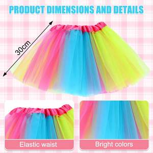 DAVBNM 2 pièces <span class=keywords><strong>jupe</strong></span> <span class=keywords><strong>tutu</strong></span> au crochet pour filles, <span class=keywords><strong>jupe</strong></span> en tulle néon, <span class=keywords><strong>jupe</strong></span> de danse de ballet mi-longue, robe de fête d'anniversaire, costume, 2-8 ans - Product Image 3