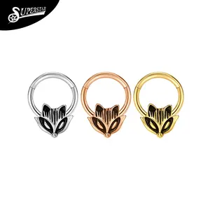 Superstar Custom 316L Stainless Steel Septum Welded Fox Accessories Nose Ring Body Piercing Jewelry Hinged Segment Clicker