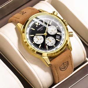 For 2609 Fashion Luxury Sports Leather Chronograph Quartz <b>Watch</b> for Men Stainless Steel Case 3BAR Water Resistant Calendar - Product Image 3