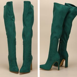 Dropshipping Bottes cuissardes sexy à talon épais et fermeture éclair longue, haute qualité, nouvelle collection 2025 - Product Image 4