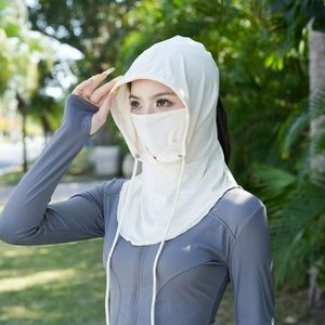 Masque de protection solaire intégral pour le visage et le cou en soie glacée, style cagoule avec broderie 3D et impression numérique, unisexe, vente en gros pour l'été - Product Image 4