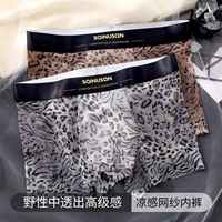 SQINUSQN/Lion Qino Caleçons Boxers Homme Imprimé Léopard avec Motifs Dorés en Maille Taille Mi-Haute Confortables avec Soutien Lombaire 4XL