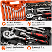 Ensemble d'outils de réparation automobile 61 pièces, kit de clés à douille, boîte à outils d'urgence pour véhicule