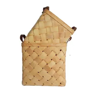 <span class=keywords><strong>Cesta</strong></span> de almacenamiento de astillas de madera tejida personalizada hecha a mano <span class=keywords><strong>30</strong></span> MOQ Caja de tejido de madera - Product Image 1