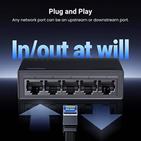 UGREEN Ethernet Switch, 5 Port Gigabit Ethernet Splitter, Plug & Play, dinding & Desktop jaringan Switch Hub