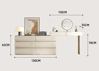 Commode de rangement italienne multifonctionnelle, coiffeuse moderne avec miroir LED pour chambre à coucher, mobilier de luxe pour la maison