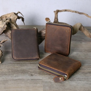 Boshiho Men's Crazy Horse Genuine Leather RFID Blocking Credit <b>Card</b> <b>Holder</b> <b>Wallet</b> Zipper Coins Pocket Money Clip - Product Image 3