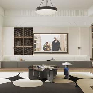 Support mural pour téléviseur LED, meuble moderne de luxe en bois pour salon et hôtel, avec design flottant, gestion des équipements, 65 pouces - Product Image 2